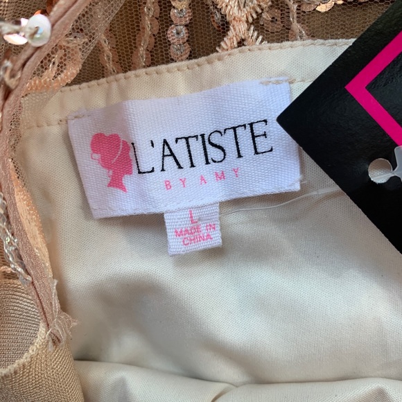 Gorgeous BNWT L’ATISTE Rose Gold Sequin Cocktail Dress - Picture 9 of 11